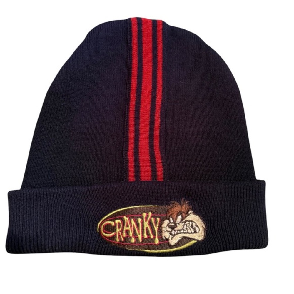 Vintage 90's Tazz Beanie Hat Cap‎ Dark Navy Blue Looney Tunes Streetwear Skater - Picture 1 of 5